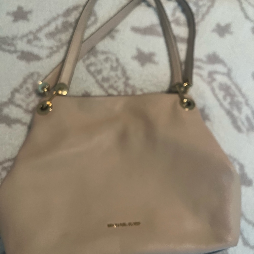 Michael Kors Tan Leather Shoulder Bag with Metallic Accents